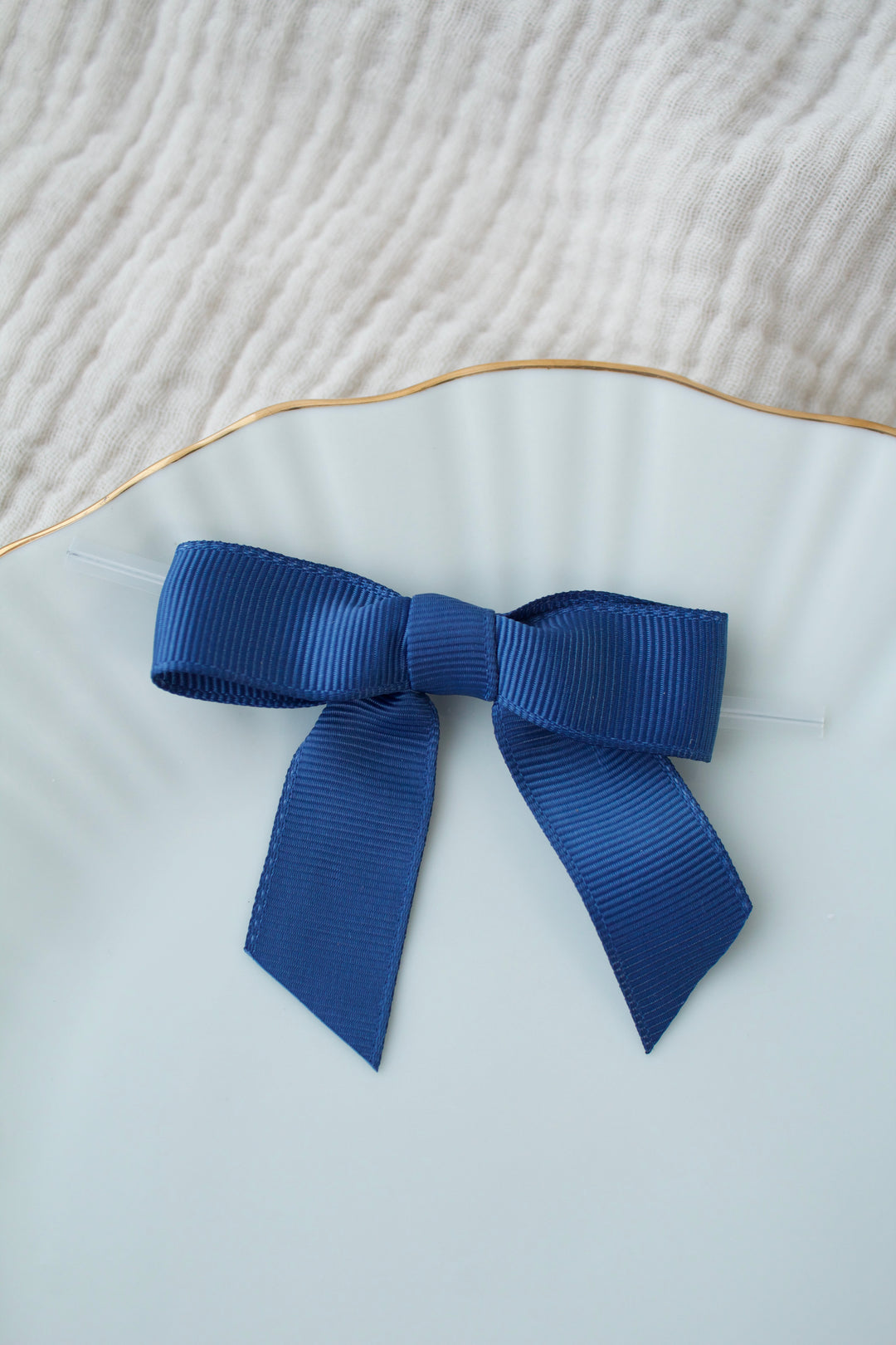 Navy blue - Grosgrains pre-tied bows (20pcs) with clear twist tie