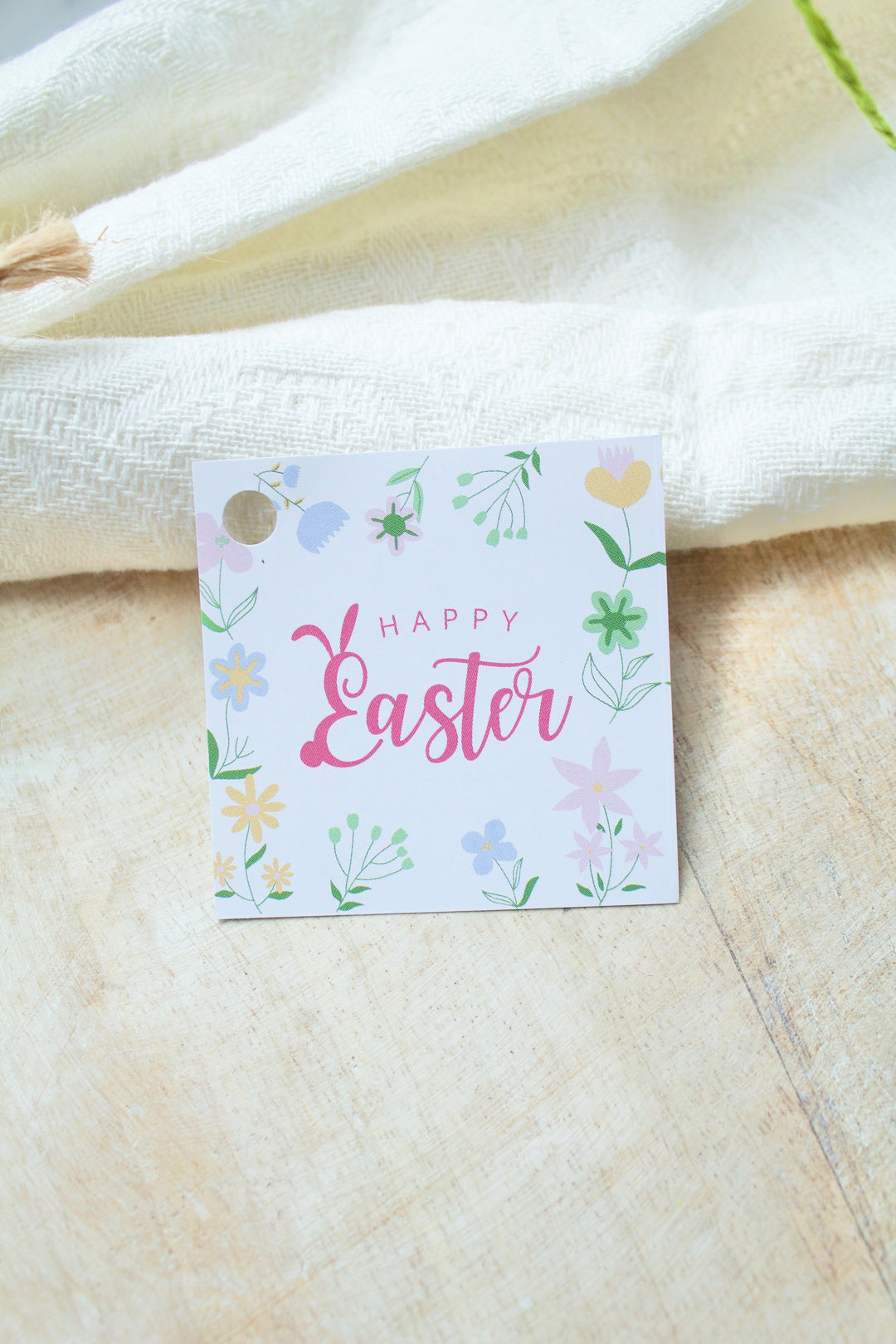 Happy Easter Pink floral - Easter tags for cookies - 25pcs - WITHOUT HOLES