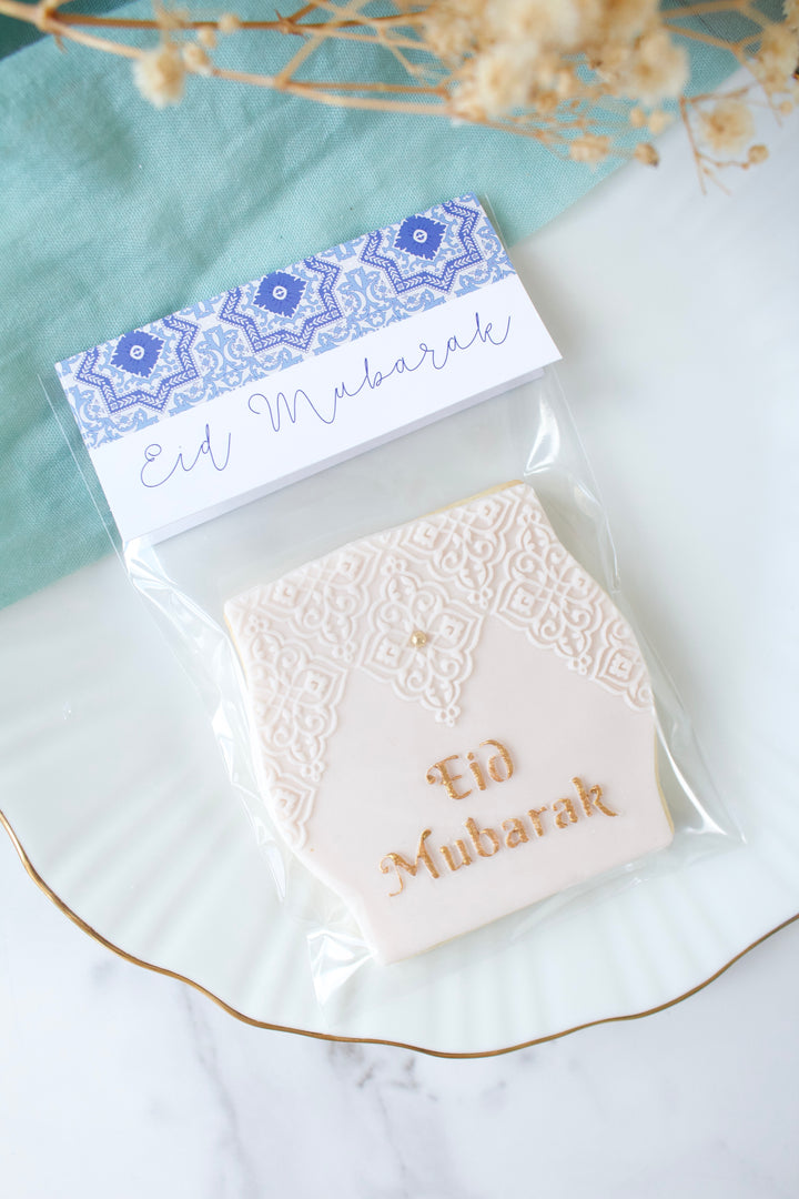 Carton sachet de bonbons - Eid Mubarak mosaïques bleues - 25pcs