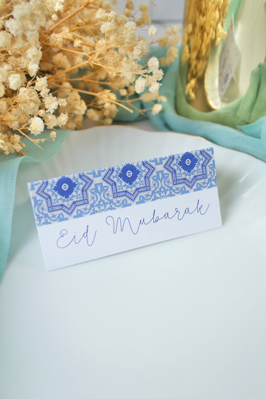 Carton sachet de bonbons - Eid Mubarak mosaïques bleues - 25pcs