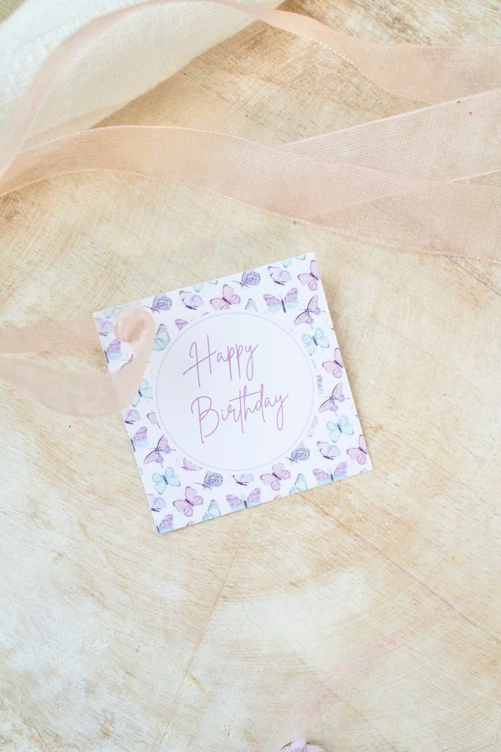 Happy Birthday butterflies - tags for cookies - 25pcs - WITHOUT HOLES