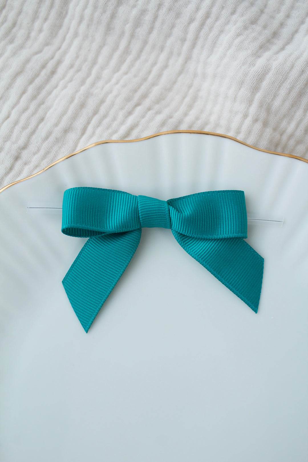 Emerald - Grosgrains pre-tied bows (20pcs) with clear twist tie
