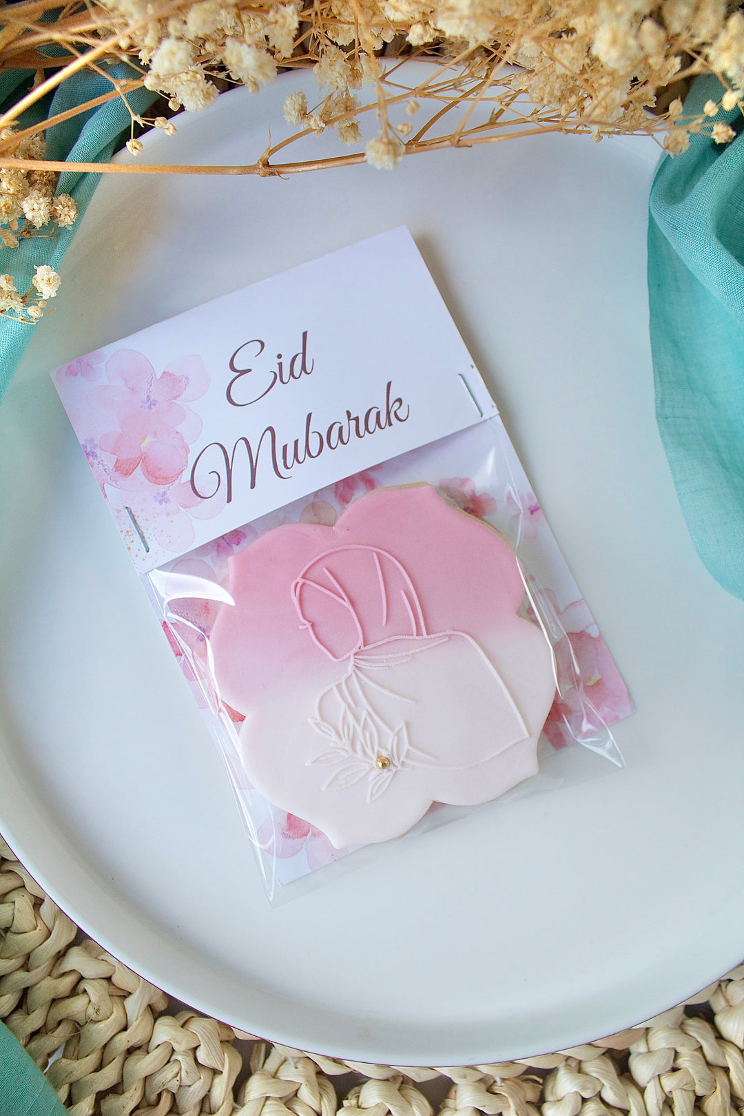 Bag topper - Eid Mubarak pink floral - 25pcs