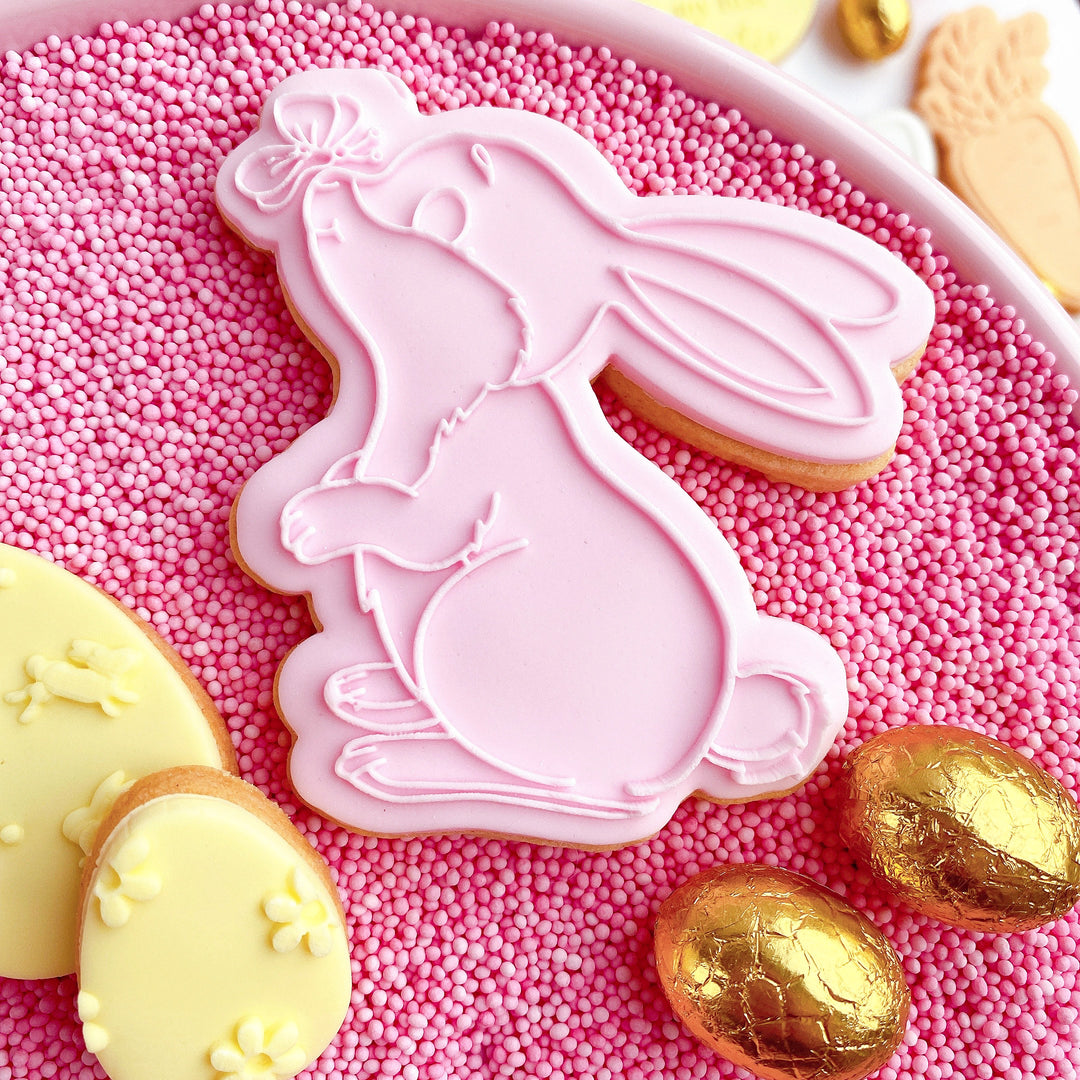 Bunny & butterfly + cookie cutter - stamp for sugar paste fondant cookies