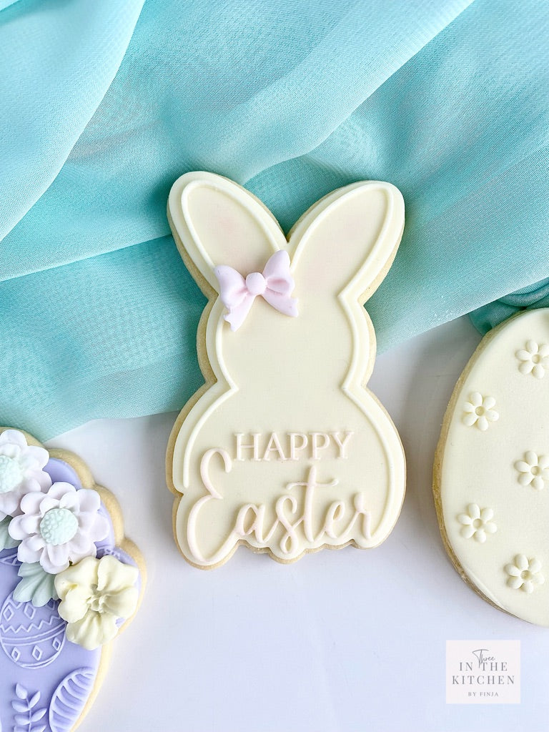 Happy Easter Rabbit + cookie cutter - fondant stamp sugar paste